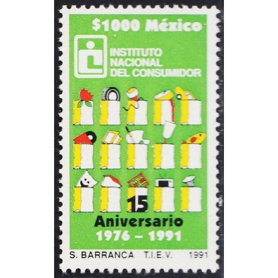México 1352 1990 15 Aniversario del Instituto Nacional del Consumidor MNH México 1352 1990 15 Aniversario del Instituto Nacional del Consumidor MNH