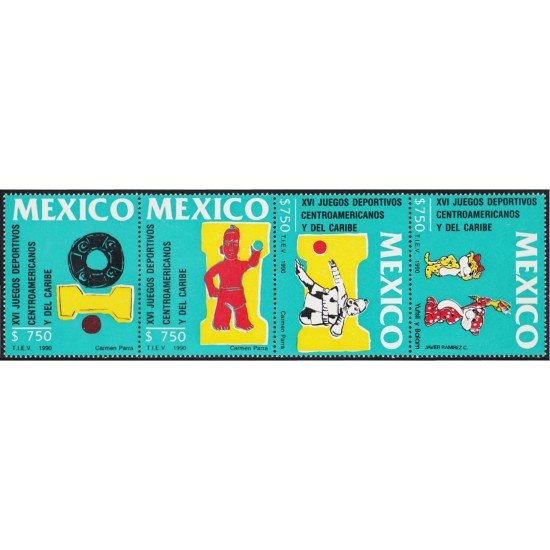 México 1343/46 1990 XVI Juegos Deportivos Centroamericanos y del Caribe MNH México 1343/46 1990 XVI Juegos Deportivos Centroamericanos y del Caribe MNH