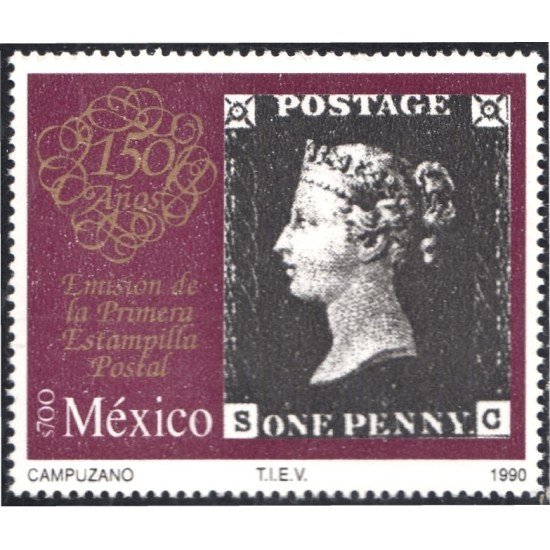 México 1319 1990 150 Años de la emisión de la primera estampilla postal MNH México 1319 1990 150 Años de la emisión de la primera estampilla postal MNH