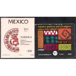 México 1301/02 1989 Pueblos precolombinos usos y costumbres MNH México 1301/02 1989 Pueblos precolombinos usos y costumbres MNH