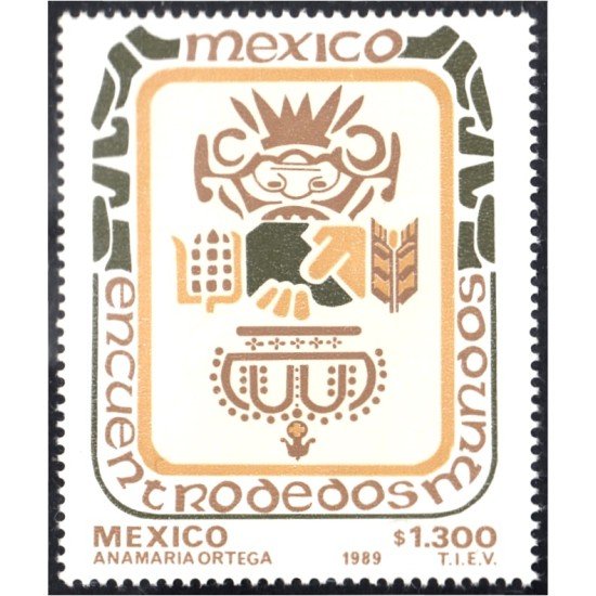 México 1300 1989 Encuentro de dos mundos MNH