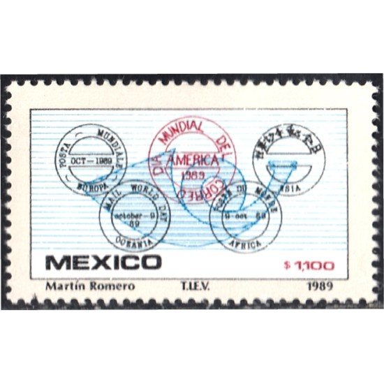 México 1298 1989 Día Mundial del sello MNH México 1298 1989 Día Mundial del sello MNH
