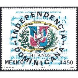 México 1277 1989 145 Años Independencia Dominicana MNH México 1277 1989 145 Años Independencia Dominicana MNH