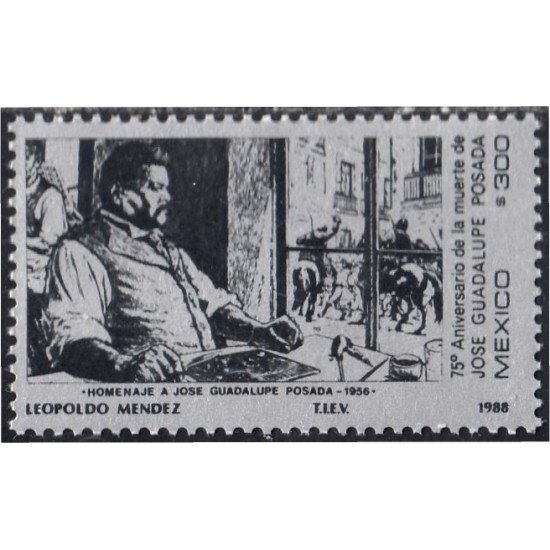 México 1256 1988 Homenaje a José Guadalupe MNH México 1256 1988 Homenaje a José Guadalupe MNH