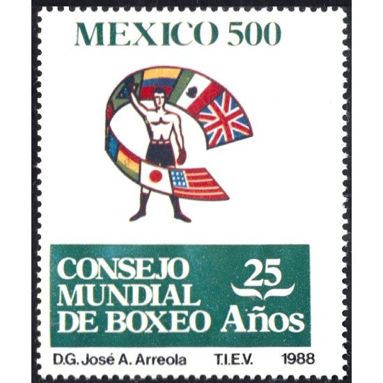 México 1254 1988 25 Años Consejo Mundial de Boxeo MNH México 1254 1988 25 Años Consejo Mundial de Boxeo MNH