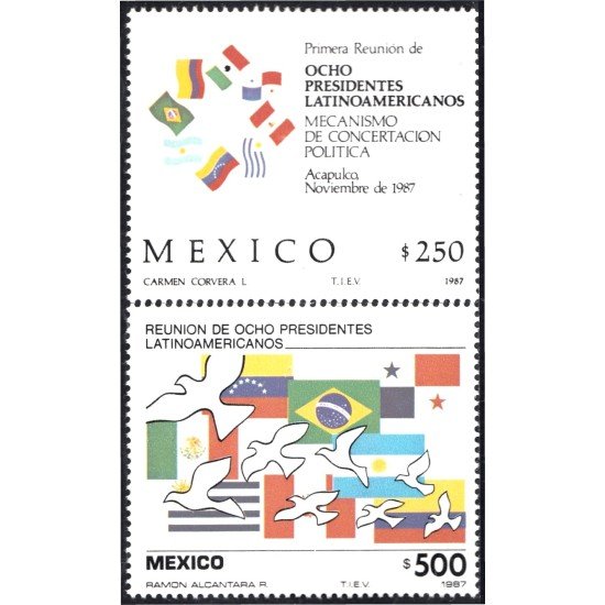 México 1217/18 1987 1ª Reunión de ocho presidentes latinoamericanos MNH México 1217/18 1987 1ª Reunión de ocho presidentes latinoamericanos MNH