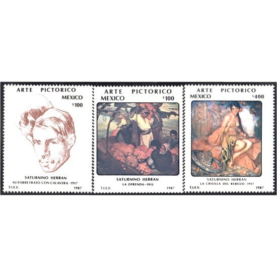 México 1194/96 1987 Pinturas de Saturnino Herran MNH México 1194/96 1987 Pinturas de Saturnino Herran MNH