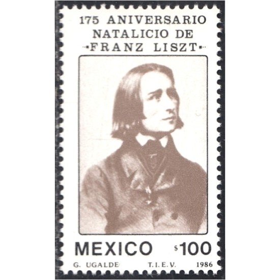 México 1171 1986 Músico Franz Liszt MNH México 1171 1986 Músico Franz Liszt MNH