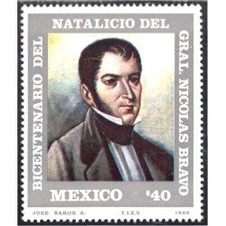 México 1162 1986 Gral. Nicolás Bravo MNH México 1162 1986 Gral. Nicolás Bravo MNH