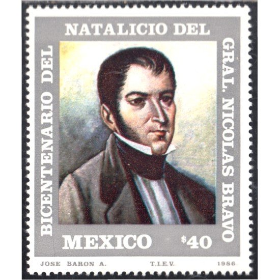 México 1162 1986 Gral. Nicolás Bravo MNH México 1162 1986 Gral. Nicolás Bravo MNH