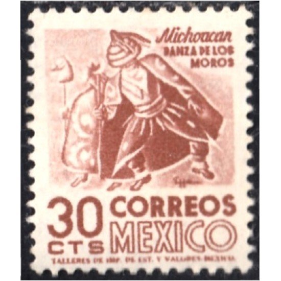 México 649E 1955/56 Michoacan Danza de los Moros sin goma México 649E 1955/56 Michoacan Danza de los Moros sin goma