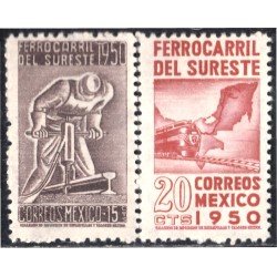 México 641/42 1950 Ferrocarril del sureste sin goma México 641/42 1950 Ferrocarril del sureste sin goma