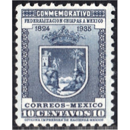 México 516A 1935 111 Aniversario de la entrada del Estado de Chiapas a la Confederación sin goma México 516A 1935 111 Aniversario de la entrada del Estado de Chiapas a la Confederación sin goma