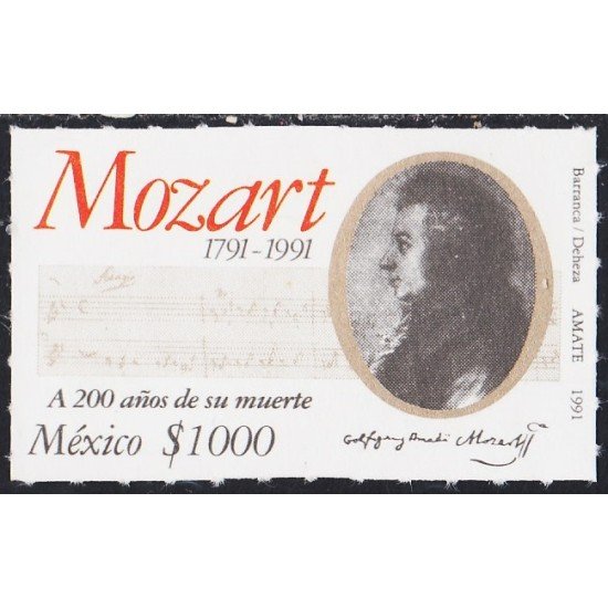 México 1405 1991 Músico Amadeus Mozart MNH México 1405 1991 Músico Amadeus Mozart MNH