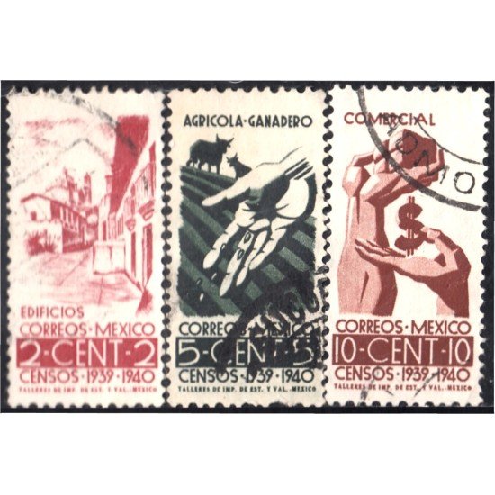 México 540/42 1939 Censos Edificios Agrícola- Ganadero Comercial usados México 540/42 1939 Censos Edificios Agrícola- Ganadero Comercial usados