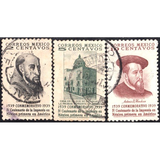 México 537/39 1939 Juan de Zumarraga y Antonio de Mendoza usados México 537/39 1939 Juan de Zumarraga y Antonio de Mendoza usados
