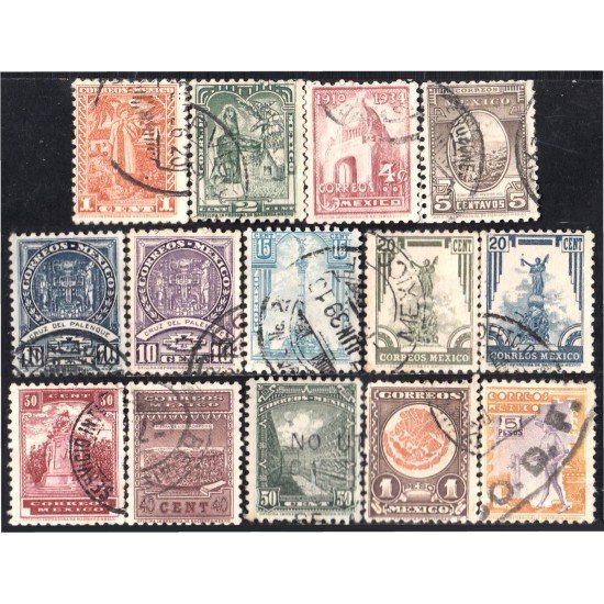 México 501/14 1934/36 Serie antigus Formato 19 1/2 x 25 Filigrane B usados México 501/14 1934/36 Serie antigus Formato 19 1/2 x 25 Filigrane B usados