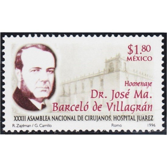 México 1717 1996 Dr. José Ma. Barceló de Villagrán MNH México 1717 1996 Dr. José Ma. Barceló de Villagrán MNH