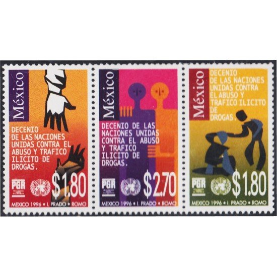 México 1657/59 1996 Decenio de la ONU contra el tráfico de drogas MNH México 1657/59 1996 Decenio de la ONU contra el tráfico de drogas MNH