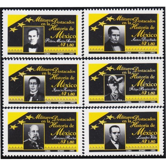 México 1626/31 1995 Militares destacados en la Historia de México MNH México 1626/31 1995 Militares destacados en la Historia de México MNH