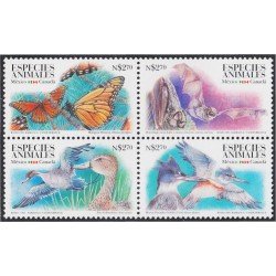 México 1620/23 1995 Especies animales Patos Murciélagos Pájaros Mariposas MNH México 1620/23 1995 Especies animales Patos Murciélagos Pájaros Mariposas MNH