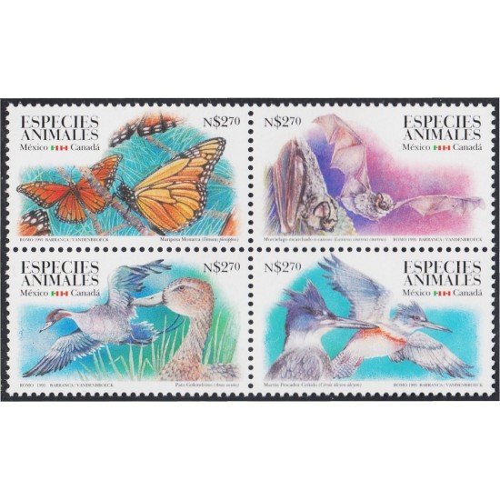 México 1620/23 1995 Especies animales Patos Murciélagos Pájaros Mariposas MNH México 1620/23 1995 Especies animales Patos Murciélagos Pájaros Mariposas MNH