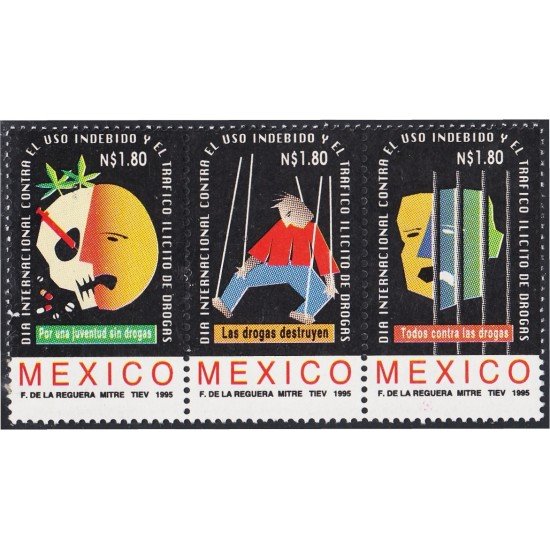 México 1617/19 1995 Día Internacional contra el tráfico de Drogas MNH México 1617/19 1995 Día Internacional contra el tráfico de Drogas MNH
