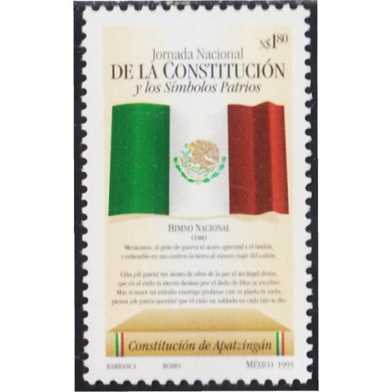México 1612 1995 Jornada de la Constitución y símbolos patrios MNH México 1612 1995 Jornada de la Constitución y símbolos patrios MNH
