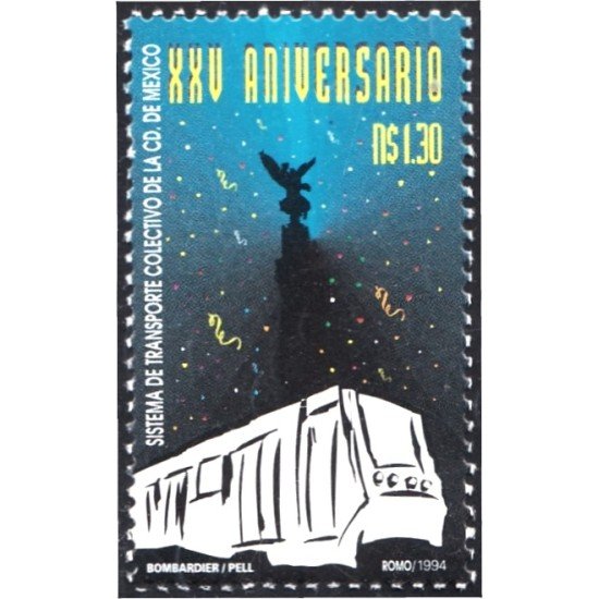 México 1563 1994 XXV Aniversario Sistema de transporte colectivo Ciudad de México MNH México 1563 1994 XXV Aniversario Sistema de transporte colectivo Ciudad de México MNH