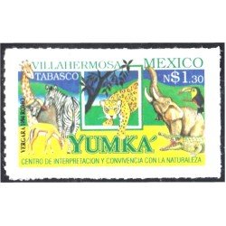 México 1529A 1994 Animales Cebra Jirafa Tigre Elefante MNH México 1529A 1994 Animales Cebra Jirafa Tigre Elefante MNH