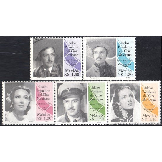 México 1508/12 1993 Ídolos populares del cine mexicano MNH