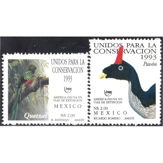 México 1496/97 1993 Fauna América Upaep Quetzal y Pavón MNH México 1496/97 1993 Fauna América Upaep Quetzal y Pavón MNH