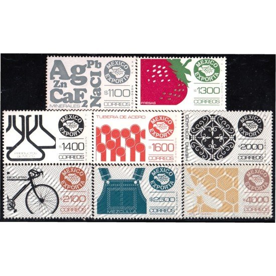 México 1441/48 1991/92 México Exporta Minerales Bicicletas Fresas MNH México 1441/48 1991/92 México Exporta Minerales Bicicletas Fresas MNH