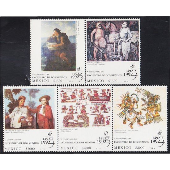 México 1422/26 1992 500 Años del Encuentro de Dos Mundos Arte Pinturas MNH México 1422/26 1992 500 Años del Encuentro de Dos Mundos Arte Pinturas MNH