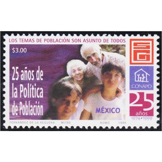 México 1862 1999 25 Años de la Política de Población MNH México 1862 1999 25 Años de la Política de Población MNH