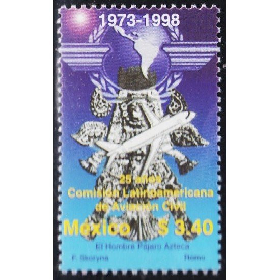 México 1851 1998 25 Años de la Comisión Latinoamericana de la Aviación Civil MNH México 1851 1998 25 Años de la Comisión Latinoamericana de la Aviación Civil MNH
