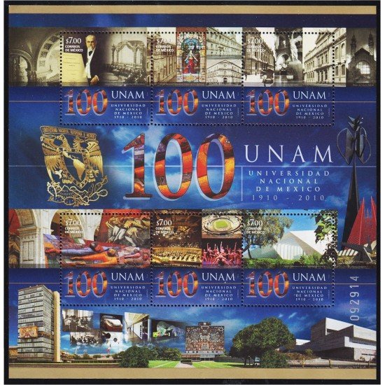 México 2541/46 2010 Centenario de la Unversidad de México MNH México 2541/46 2010 Centenario de la Unversidad de México MNH