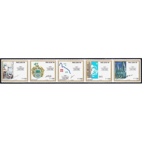 México 1412/16 1992 450 Aniversario de la Villa de Guadalajara MNH México 1412/16 1992 450 Aniversario de la Villa de Guadalajara MNH