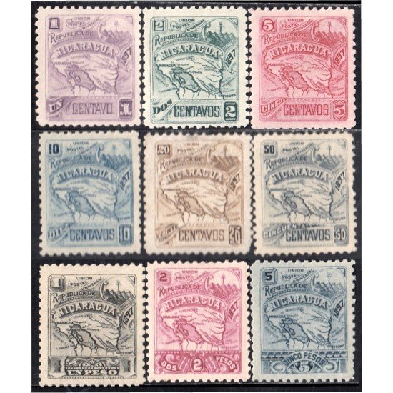 Nicaragua 90/98 1897 Mapa Carta Nicaragüense MH Nicaragua 90/98 1897 Mapa Carta Nicaragüense MH