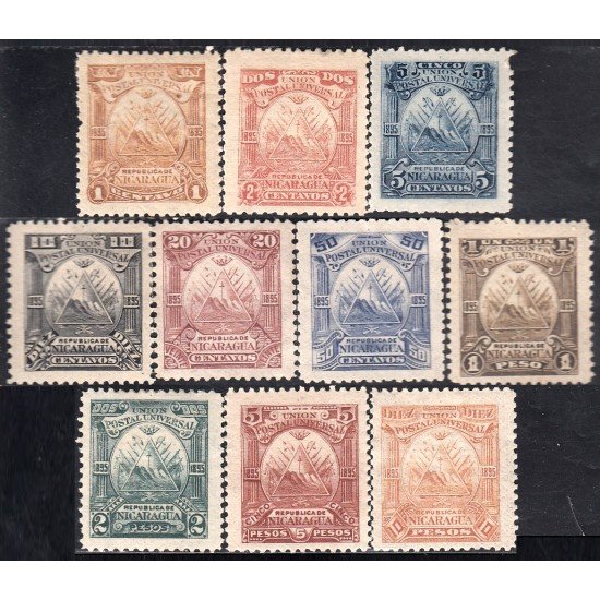 Nicaragua 71/80 1895 Escudos Shields MH Nicaragua 71/80 1895 Escudos Shields MH