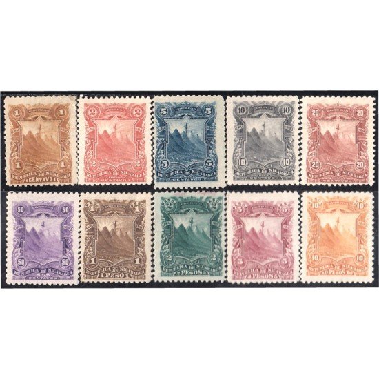 Nicaragua 50/59 1893 Unión Postal Universal MH