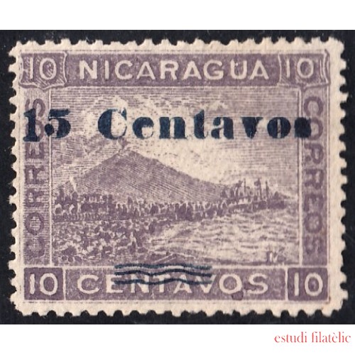 Nicaragua 193a 1904 Volcán Momotombo Vale 15 sin goma