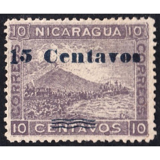 Nicaragua 193a 1904 Volcán Momotombo Vale 15 sin goma Nicaragua 193a 1904 Volcán Momotombo Vale 15 sin goma
