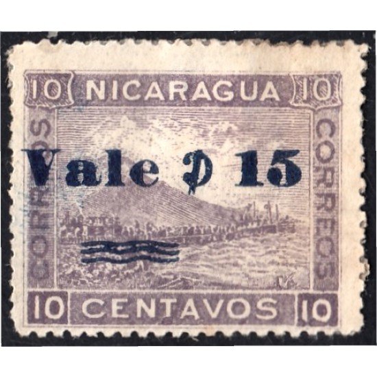 Nicaragua 192 1904 Volcán Momotombo Vale 15 sin goma Nicaragua 192 1904 Volcán Momotombo Vale 15 sin goma