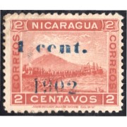 Nicaragua 173a 1902 Volcán Momotombo  sin goma sobrecarga azul