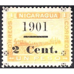 Nicaragua 139 1901 Volcán Momotombo sin goma cambio de color Nicaragua 139 1901 Volcán Momotombo sin goma cambio de color