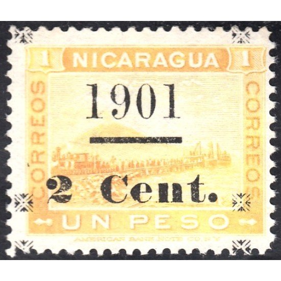 Nicaragua 139 1901 Volcán Momotombo sin goma cambio de color Nicaragua 139 1901 Volcán Momotombo sin goma cambio de color
