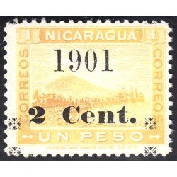 Nicaragua 135 1900 Volcán Momotombo sin goma cambio de color Nicaragua 135 1900 Volcán Momotombo sin goma cambio de color