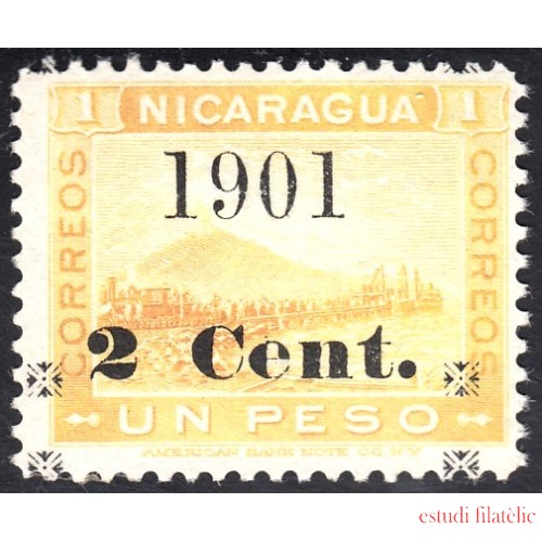 Nicaragua 135 1900 Volcán Momotombo sin goma cambio de color