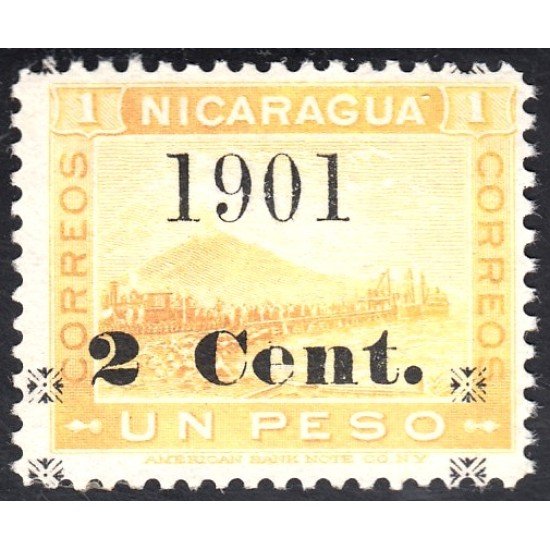 Nicaragua 135 1900 Volcán Momotombo sin goma cambio de color Nicaragua 135 1900 Volcán Momotombo sin goma cambio de color